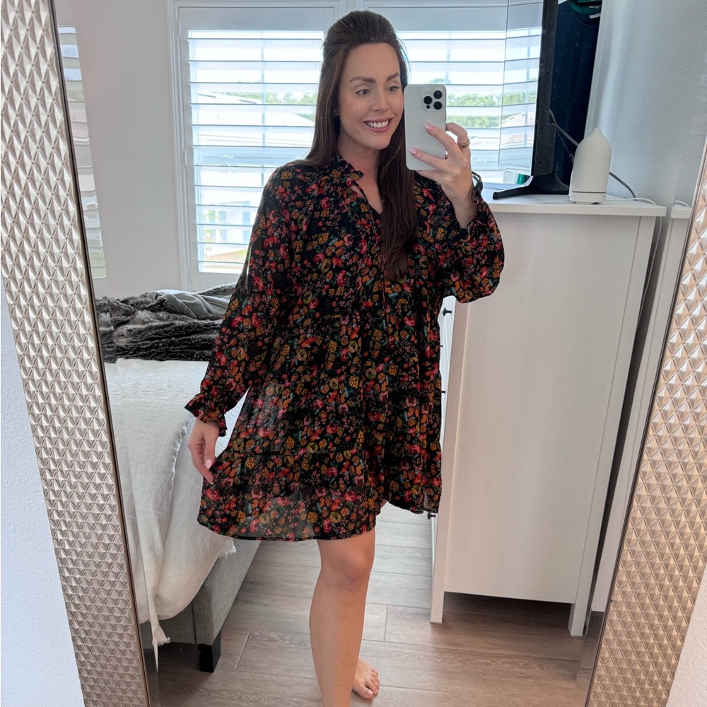 Vici Floral Black Mini Dress